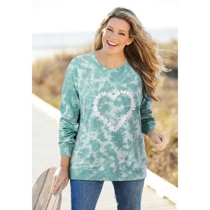 Woman Within Plus Size Printed Sweatshirt - 1 of 4