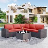 ALAULM 6 Pieces Patio Furniture Set, Rattan Wicker Outdoor Conversation Sets, Outdoor Furniture Sofa Set - 3 of 4