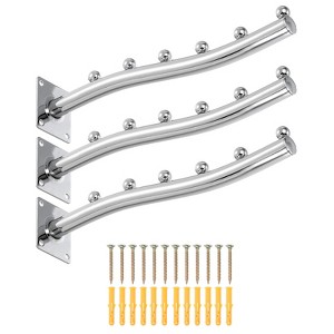 Unique Bargains Stainless Steel Sturdy Wall Mount Clothes Hanger for Bedroom Bathroom 3 Pcs Silver 11.81 Inch - 1 of 3