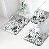 4 Piece Black and White Floral Shower Curtain Set Gray Flower Rustic 60Wx72L Curtains Decor with Non - Slip Rugs Toilet - 3 of 4