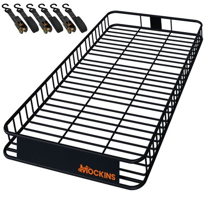 Mockins 90"x50"x6" Cargo Roof Rack Basket with Waterproof Ratchet Straps