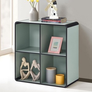 Kings Brand Furniture Dothan Wood 4-Cubed Open Bookcase - Storage Shelf Organizer Bookshelf - 1 of 4