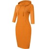 3/4 Sleeve Dresses for Women Pocket Knee Length Sweatshirt Pullover Hoodie Dress - 2 of 4