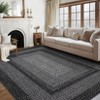 Washable Modern Geometric Bordered Area Rugs for Bedroom Living Room, Soft Non Slip Floor Carpet for Office - 2 of 4