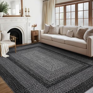 Bedroom Washable Area Rug Dining Room Throw Carpet with Non Slip Rubber Backing - 1 of 4