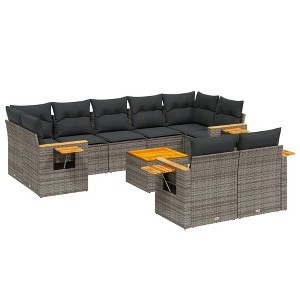 vidaXL Garden Sofa Set Grey PE rattan Large Adjustable Armrests - 1 of 4
