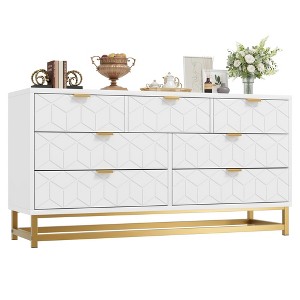 Dresser for Bedroom, Dresser Organizer, 7 Drawer Dresser with Golden Metal Handle and Legs, Modern Chest of Drawers, Large Dresser - 1 of 4