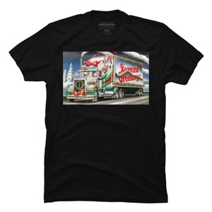 Men's Design By Humans Truck Driver Christmas Shirt Seasons Greetings By Galvanized T-Shirt - 1 of 4