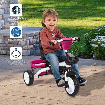 Foldable Baby Tricycle for Kids, 7 in 1 Toddler Tricycle Stroller for 1-5 Year Old, Baby Trike with Safety Harness