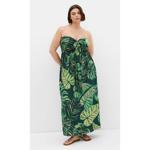 Women's Plus Size Peta Palm Maxi Dress - green | CITY CHIC - 1 of 4