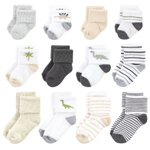 Hudson Baby Unisex Baby Grow With Me Socks 12pk, Dino, 0-24 Months - 1 of 4