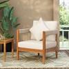 Outdoor Club Chair, Acacia Wood Frame with Handwoven Rope and Removable Cushions, Boho Patio Seating for Porch or Garden - Coolbibila - 2 of 4