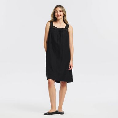 black babydoll dress lace Women's Trim Mini Lace trim Size:12P Crisscross Back Bella Hadid sported an Perfect For Casual Outings