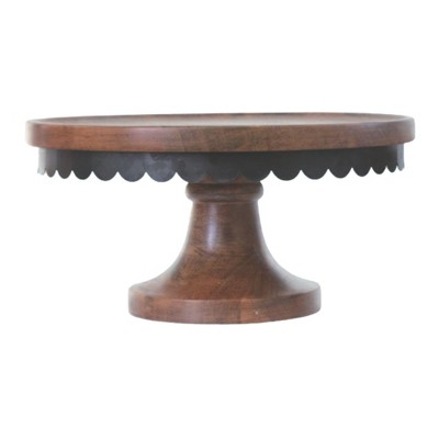 VIP Wood 8 in. Brown Scalloped Pedestal