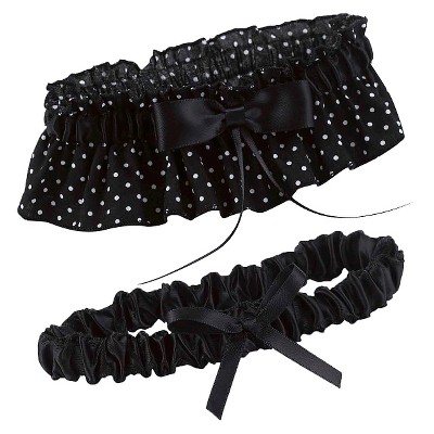 Polka Dot Keep and Toss Garter Set - Black