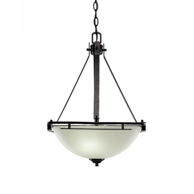 Toltec Lighting Uptowne 3 - Light Pendant in  Aged Silver with 13.5" White Muslin Shade