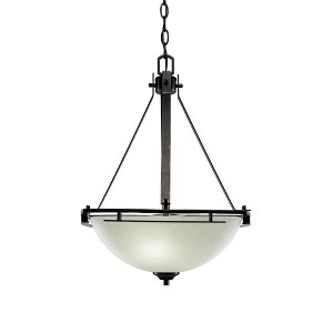 Toltec Lighting Uptowne 3 - Light Pendant in  Aged Silver with 13.5" White Muslin Shade - 1 of 1