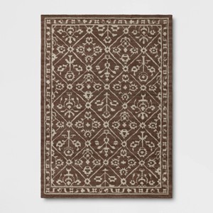 5'x7' Tile Knitted Area Rug Dark Brown - Threshold™ - 1 of 4