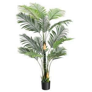 Acekool 6FT Artificial Golden Cane Palm Tree with Adjustable Leaves, Pre-Potted Faux Tropical Plant for Indoor & Outdoor Decor - 1 of 4