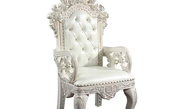 28&#34; Adara Dining Chairs White Synthetic Leather &#38; Antique White Finish - Acme Furniture, 2 of 11, play video