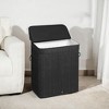 26.4-Gals Laundry Hamper Basket Bamboo Laundry Basket with Lid Removable Machine Washable Laundry Basket, with Handles Ink Black - 4 of 4