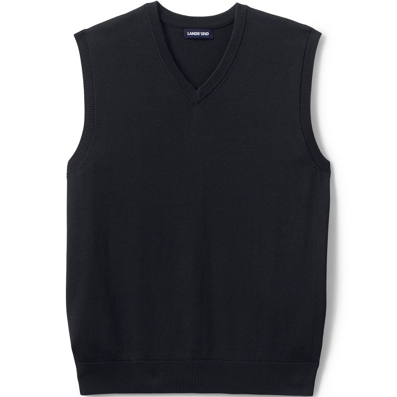 Lands' End School Uniform Men's Cotton Modal Fine Gauge Sweater Vest, 1 of 3