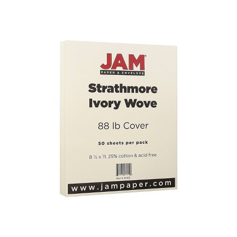 Jam Paper Strathmore 80lb Cardstock, 8.5 x 11, Natural White Linen, 50/Pack