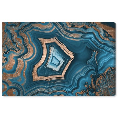 10" x 15" Dreaming About You Geode Abstract Unframed Canvas Wall Art in Blue - Oliver Gal