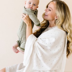 Makemake Organics Organic Cotton Pointelle Baby Knit Blanket - Ivory - 1 of 4