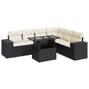 vidaXL Garden Sofa Set Black, Cream White - 1 of 4