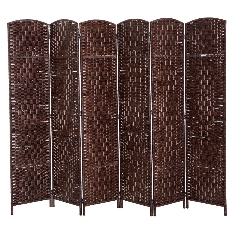 HOMCOM 6' Tall Wicker Weave 6 Panel Room Divider Privacy Screen, 1 of 7