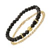Steeltime Men's 14k gold plated sterling silver and gray agate beaded stretch and figaro chain bracelet set - 2 of 4