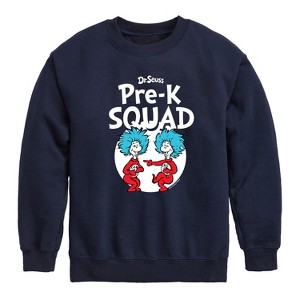 Boys' - Dr. Seuss - Pre-K Squad  Thing 1 and Thing 2 Graphic Long Sleeve Fleece Sweatshirt - 1 of 4