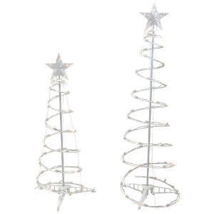 Northlight LED Lighted Spiral Outdoor Christmas Trees - 3' and 4' - Warm White Lights - Set of 2 - 1 of 4