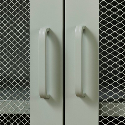 Sage Green Metal Mesh 2-Door Storage Cabinet with Adjustable Shelves