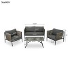 Outdoor Sectional Sofa Set, 4 Pcs Rope Sofa Set with Thick Cushions and Toughened Glass Table, All-Weather Sofa Set for 4 People-Coolbibila - 4 of 4