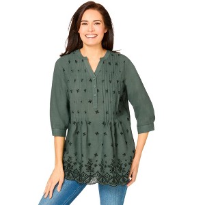 Woman Within Embroidered Pintuck Tunic - 1 of 4