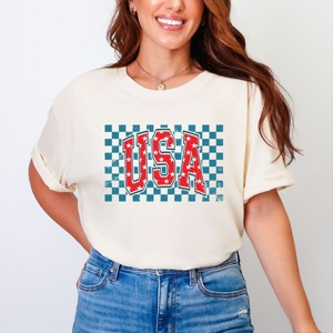 Simply Sage Market USA Checkered Stars Garment Dyed Tee - 1 of 4