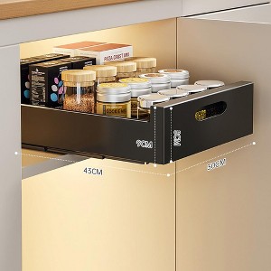 Pull Out Cabinet Organizer, Slide Out Drawer Carbon Steel Kitchen Storage Basket Roll-Out Shelf Pull Out Storage Box Set Cabinet Drawers - 1 of 2