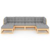 vidaXL 6 Piece Patio Lounge Set with Cushions Solid Wood Pine - Natural With Cushions - 3 of 4