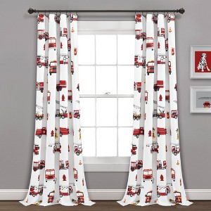 52"x84" Kids' Fire Truck Window Curtain Panels Set - Lush Décor - 1 of 4