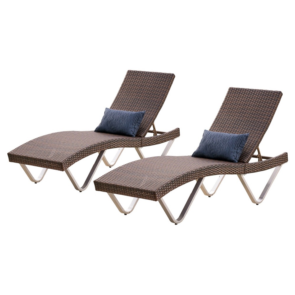 San Marco Set of 2 Wicker Patio Chaise Lounge - Brown - Christopher Knight Home