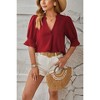 Coolmee Blouses for Women Dressy Casual Half Sleeve V Neck Tops Fashion Summer Fall Shirts - 3 of 4