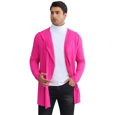 Lars Amadeus Men's Lightweight Shawl Collar Long Sleeves Hooded Cardigan