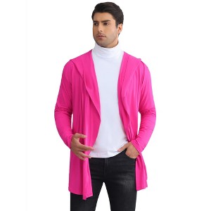 Lars Amadeus Men's Lightweight Shawl Collar Long Sleeves Hooded Cardigan - 1 of 4