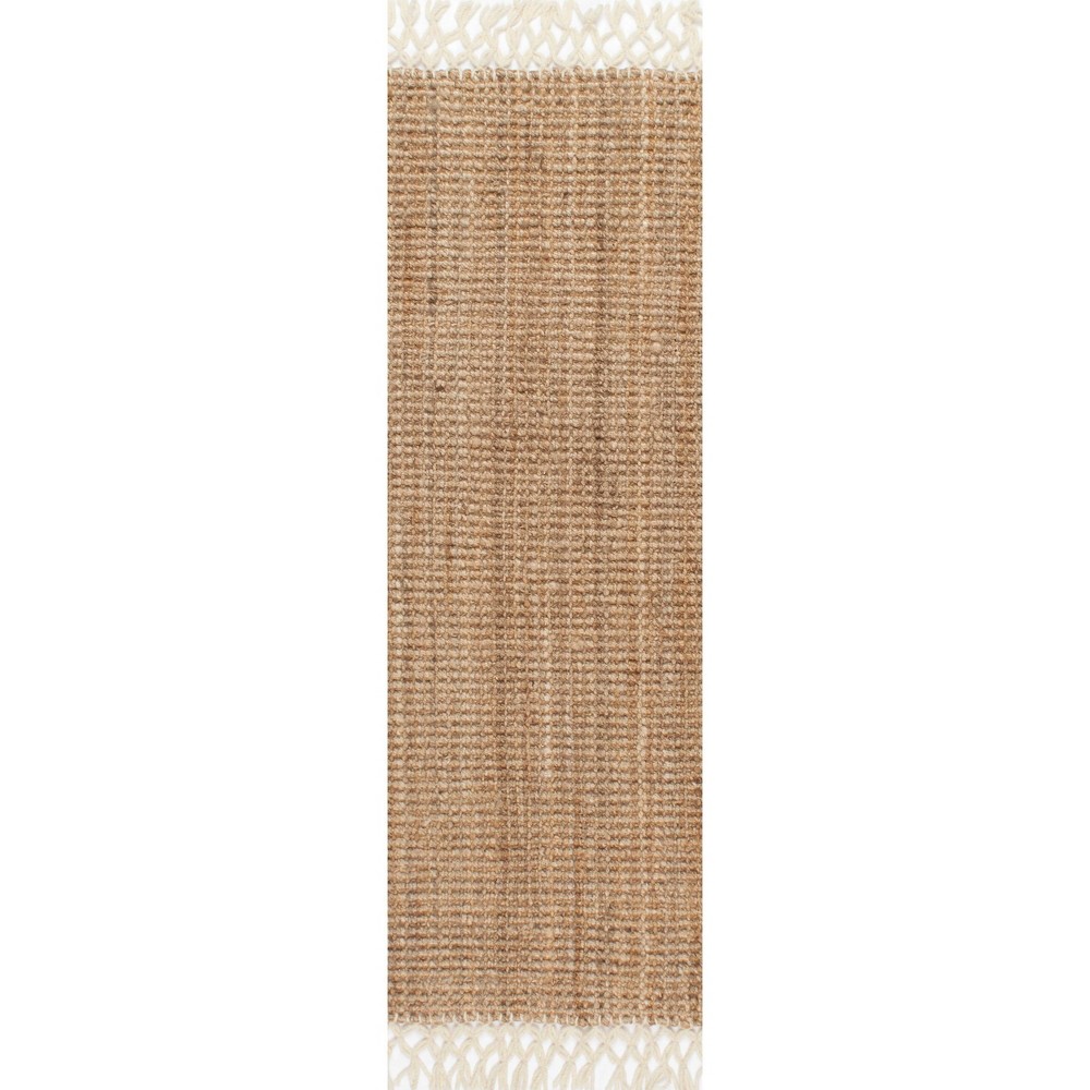 2'6inx8' Runner Jute Hand Woven Raleigh Rug Natural - nuLOOM