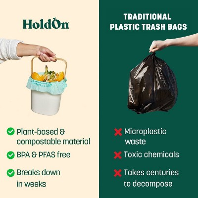 HoldOn Bags Compostable Small Space Trash Bags - 4gal/30ct