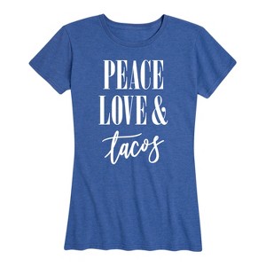 Women's - Instant Message - Peace Love And Tacos Short Sleeve Graphic T-Shirt - 1 of 4