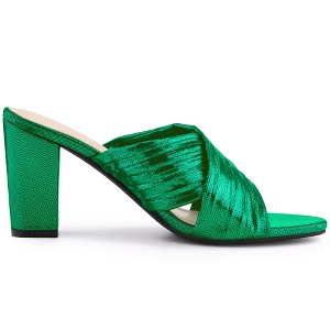 Allegra K Women's Slouches Crisscross Strap Slip-on Block Heel Slide Sandals - 1 of 4