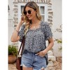 Womens Floral Tunic Blouse 2024 Square Neck Summer Tops Short Ruffle Sleeve Smock Tops for Women - 2 of 4